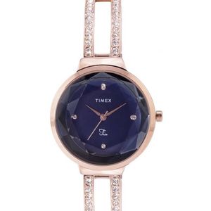 Women Blue Dial & Rose Gold Tonned Analogue Watch