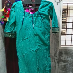 Sea Green Side Open Kurti