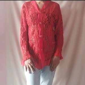 Red Shrug Top
