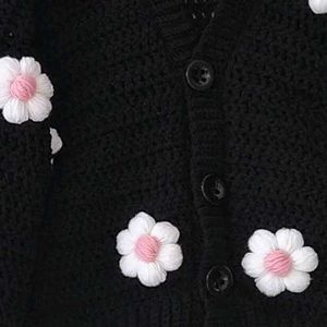 Crochet Daisy Black Cardigan