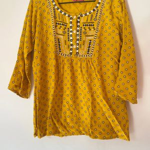 Yellow Short Kurti