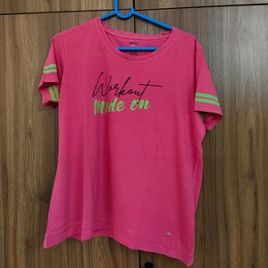 Regular Fit Gym Wear Pink T Shirt