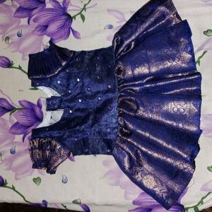 Blue Pattu Frock