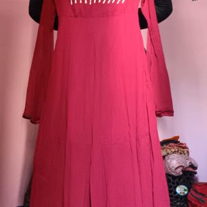 A Beautiful Collection Maroon Sleeve Slit Gown