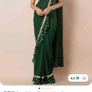 Readymade Green Saree Without Blouse