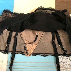 Garter Belt With Sheer Thong Panty