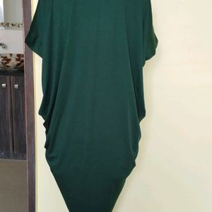 Gathered Dark Green Dress