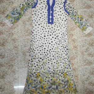 Collar Neck Blue And White Kurti