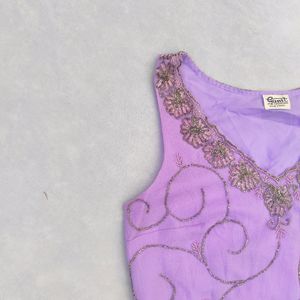 Vintage Gunnit Lavender Beaded Assymetrical Dress