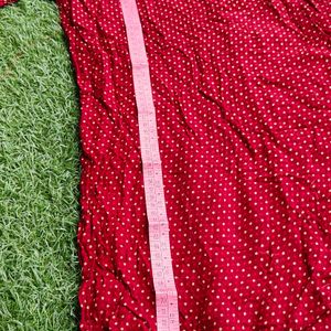 Maroon-red Polka Printed Regular Tunic