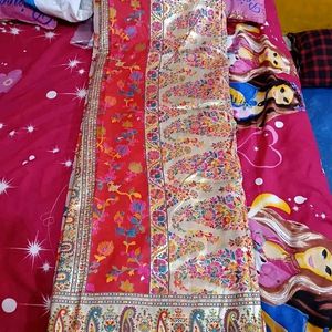 Paithani Cotton Silk White Zari Border Saree