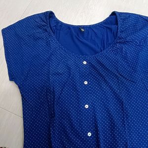 Blue And Gold Polka Dots Top