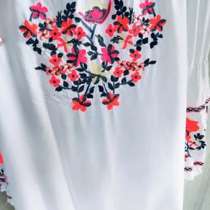 Off Shoulder White Embroidery Top