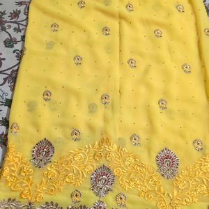 Yellow Work Saree