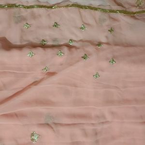 Peach Colour Pure Georgette Saree