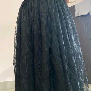 Cotton Net Black Skirt.