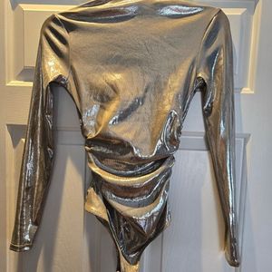 H&M metallic silver body suit