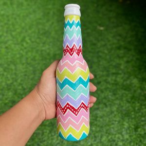 Handpainted Colorful Art On Glass Bottle