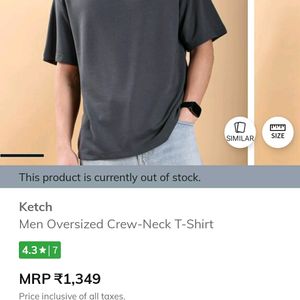 KETCH Men Oversized  Crew Neck T-shirt