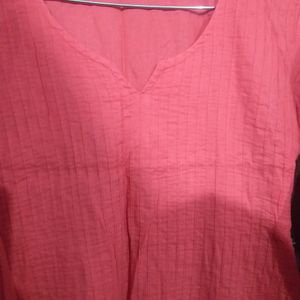 Peach Cotton Short Kurti