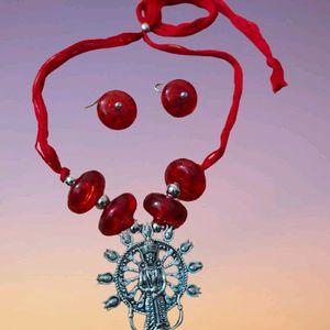 Brand New Glass Bead Maa Durga With Earring 2024