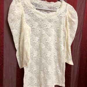 Cream Short Sleeve Top