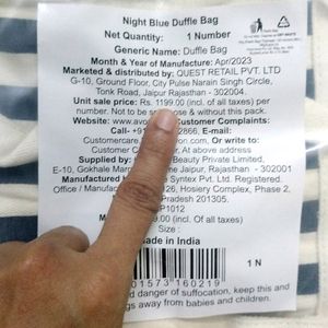 Night Blue Duffle Bag.
