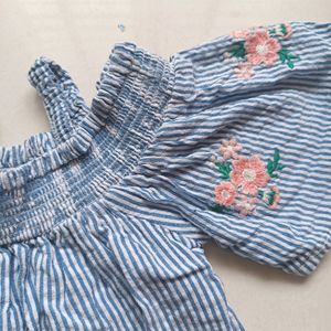 Kids Blue Top With Stripes