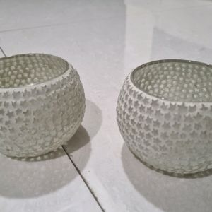 Tea Light Glass Candle Holder Set Of 2