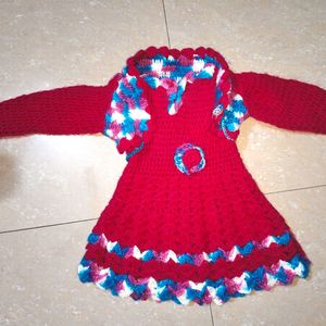 Woolen Frock And Shrug For Baby Girl