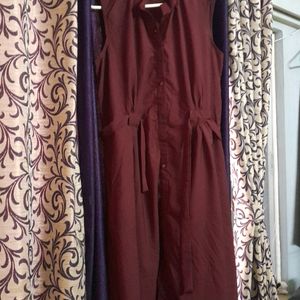 beautiful marron colour dress...high neck ...front