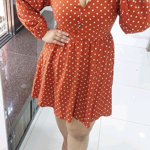 Polka doted bustier short dress