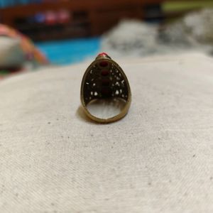 Pure Brass Antique Ring With Original Coral Stones