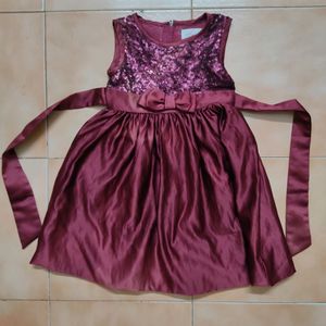 Party Wear Gown For 3-4 Yr Girl+ Hankii + Necklace