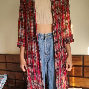 Red Check Print Shrug Long ♥️♥️