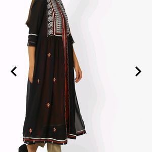 Printed Open Front Layered Kurta