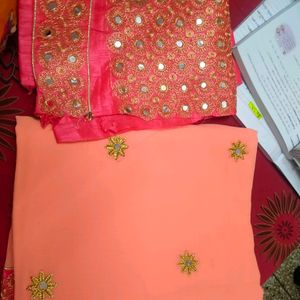 Peach Colour Partywear Saree