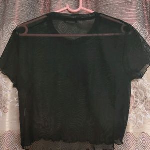 Bershka Black Net Transparent Top Large