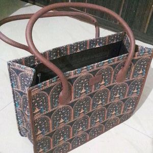 Zouk Book Tote Bag Royal Indian Peacock Motif