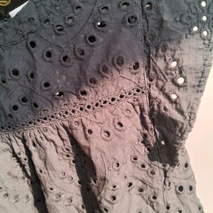 Black Eyelet Top