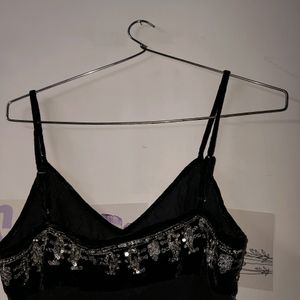 Boho Style Black Embroidery Top