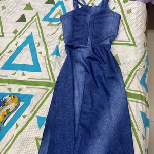 Denim Coloured Sleeveless Maxi Dress