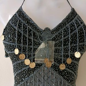 Heavy Beaded Top With Coin Detail