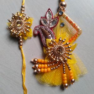 2 set Jaipuri floral Design Rakhi and lumba