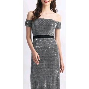 Off Shoulder Sequin Bodycon Dress