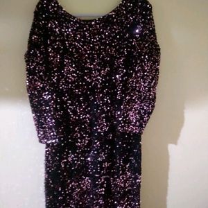 Party Wear Mini Purple Sequence Dress