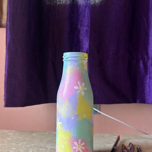 Hand Painted Varnished Aesthetic Glass Bottle.