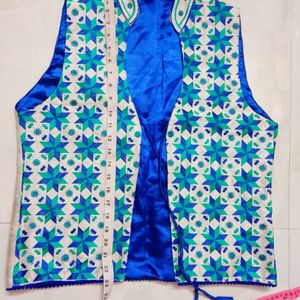 Cream Embroidered Waist Coat For Women.