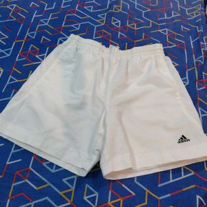 Adidas White Sports Shorts With Pockets