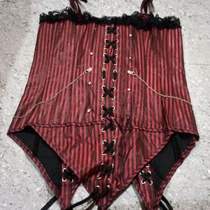 Gothic Red Stripped Pirate Corset